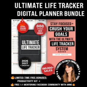 Ultimate Life Tracker Digital Planner Bundle® | 888+ Pages | 100% Resell Rights | Passive Income Planner